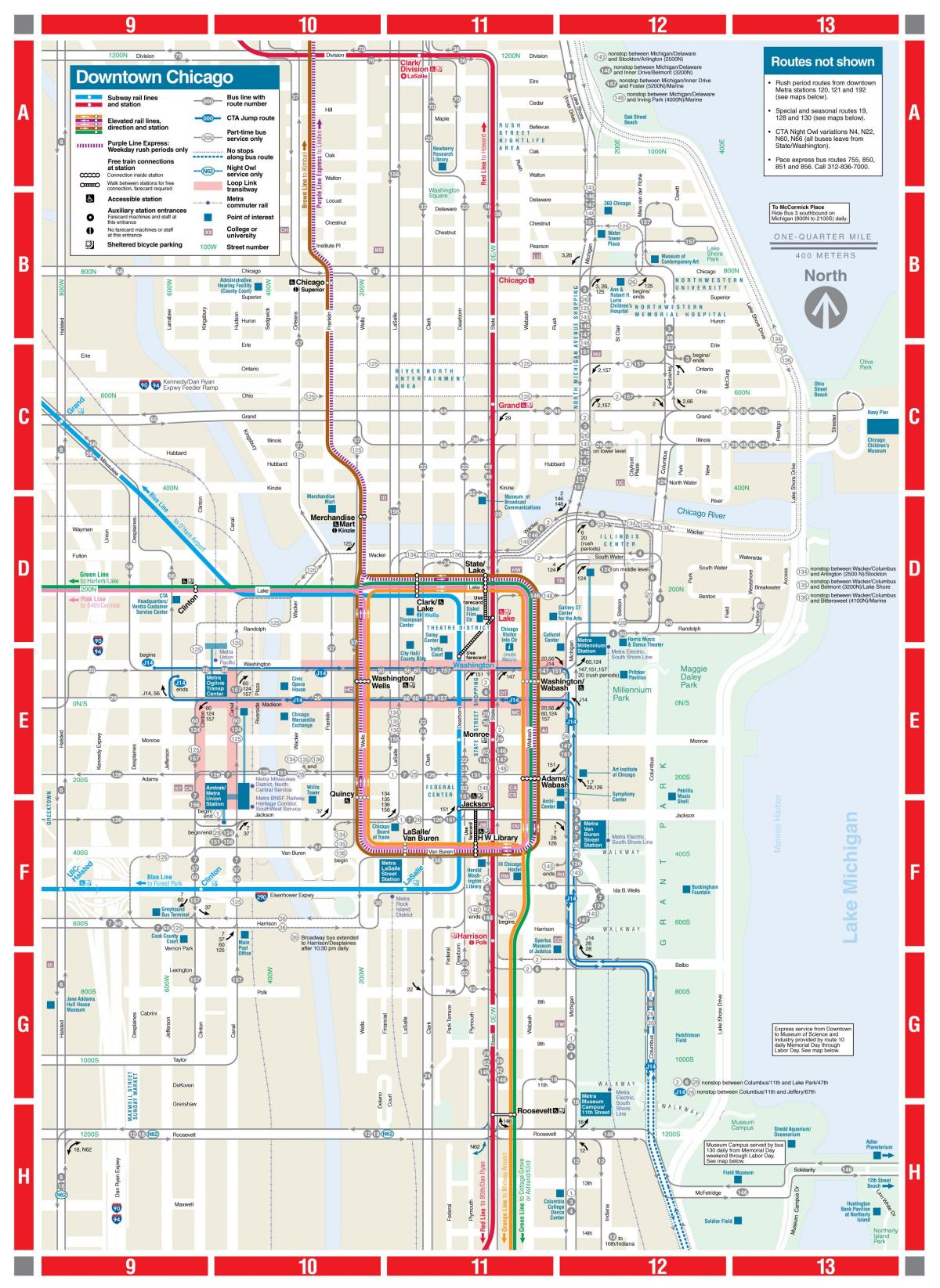 Kaart van het metrostation van Chicago