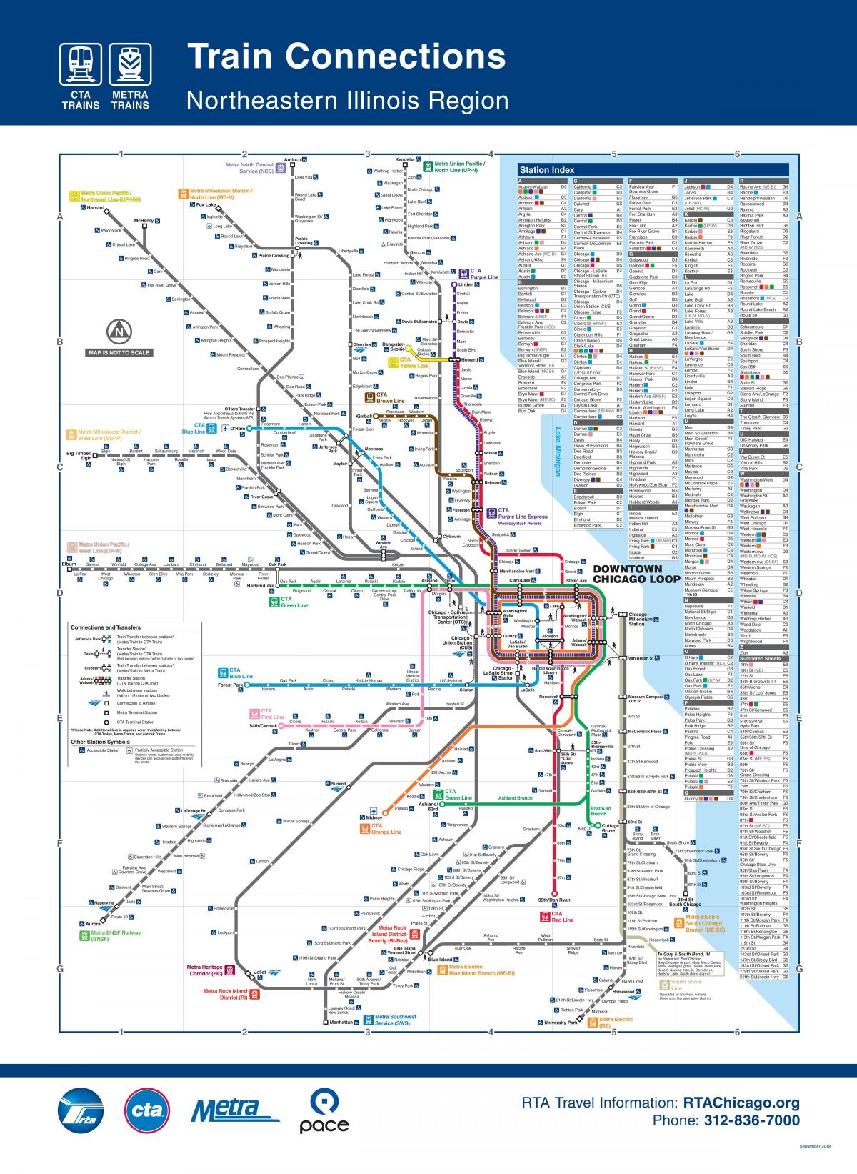 Kaart van de stations van Chicago