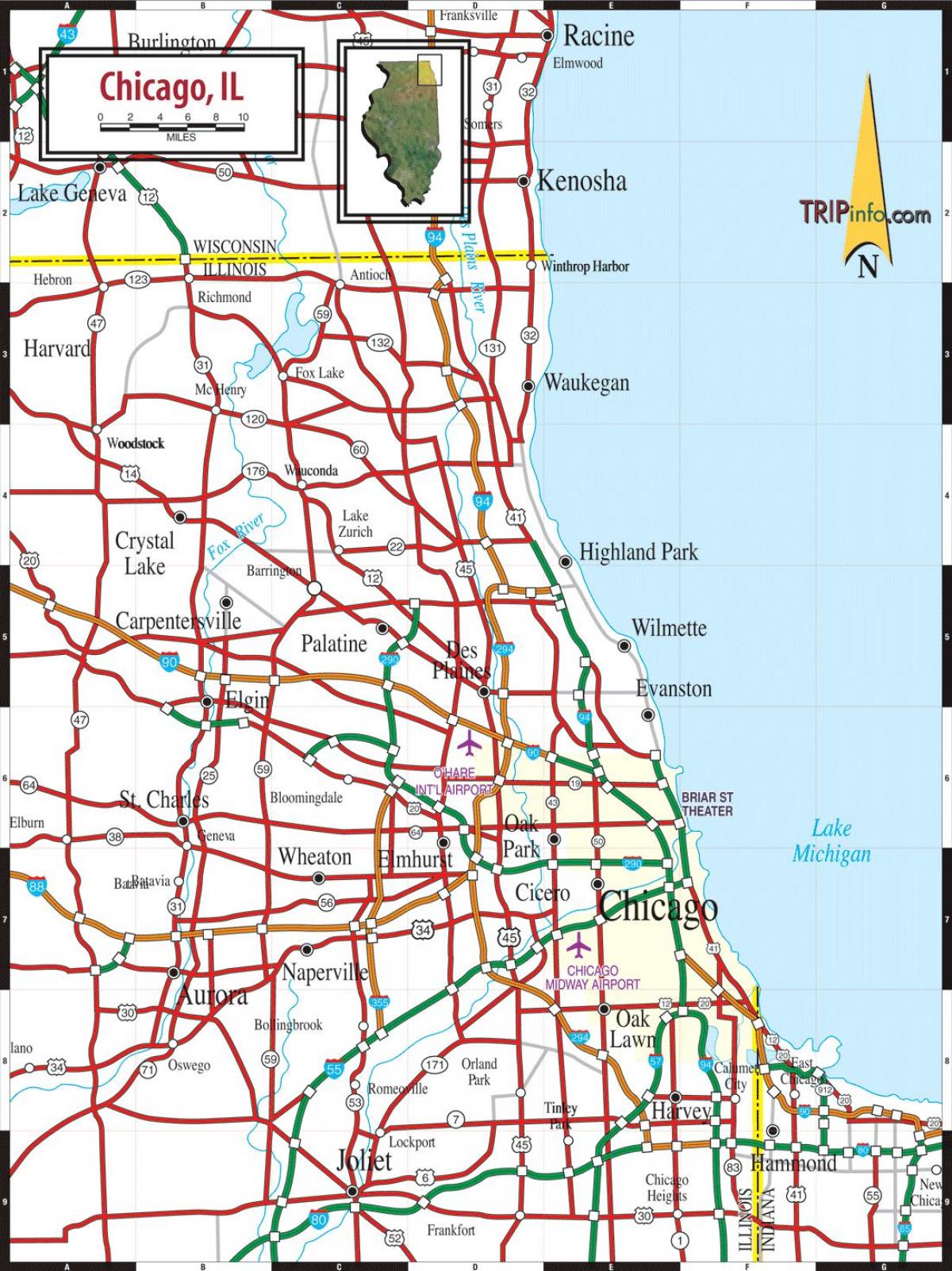 Chicago wegenkaart