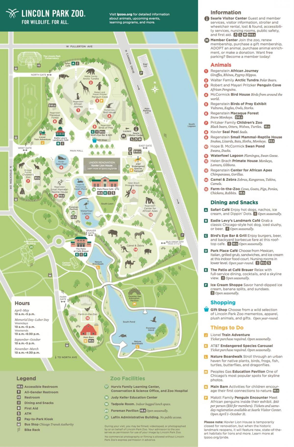 Kaart van het park van de dierentuin van Chicago